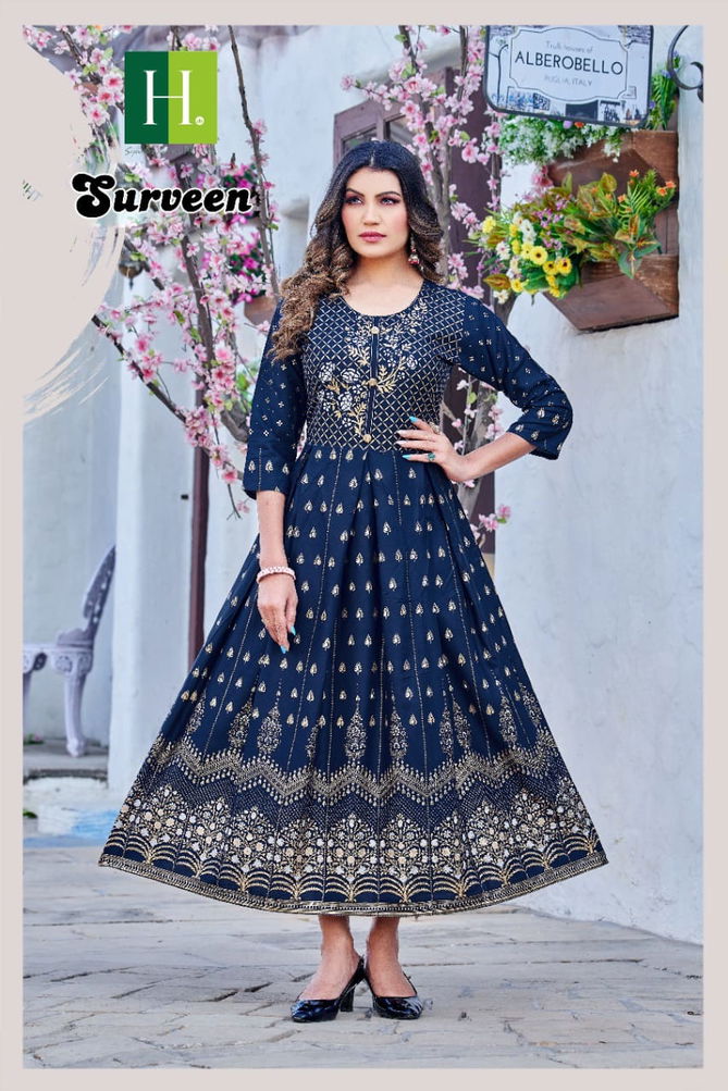 Surveen By Hirwa Anarakali Kurtis Catalog
